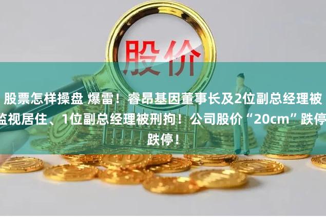 股票怎样操盘 爆雷！睿昂基因董事长及2位副总经理被监视居住、1位副总经理被刑拘！公司股价“20cm”跌停！